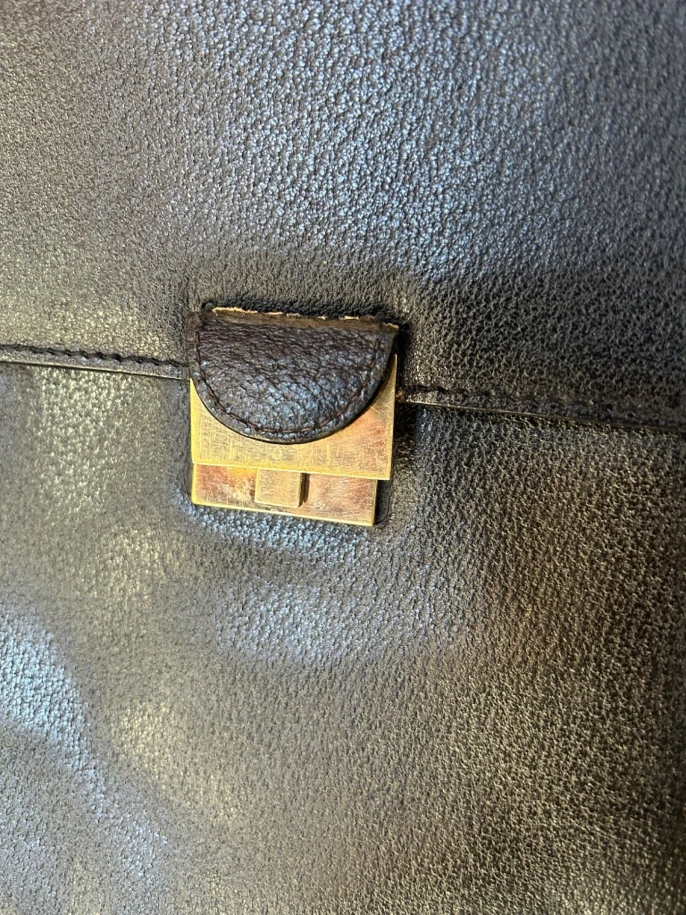 Gucci black all weather leather top handle gold briefcase bag vintage ITALY 17x1